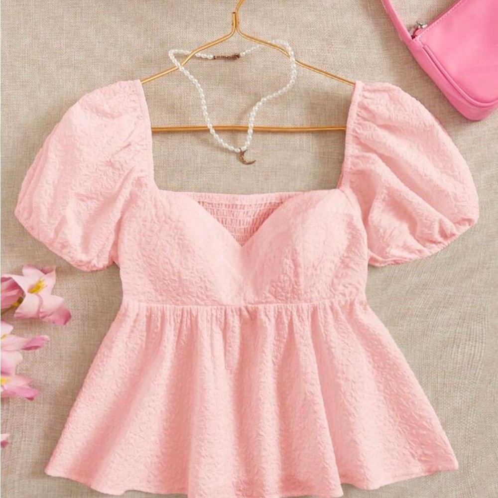 Elegant Pink Puff Sleeve Top